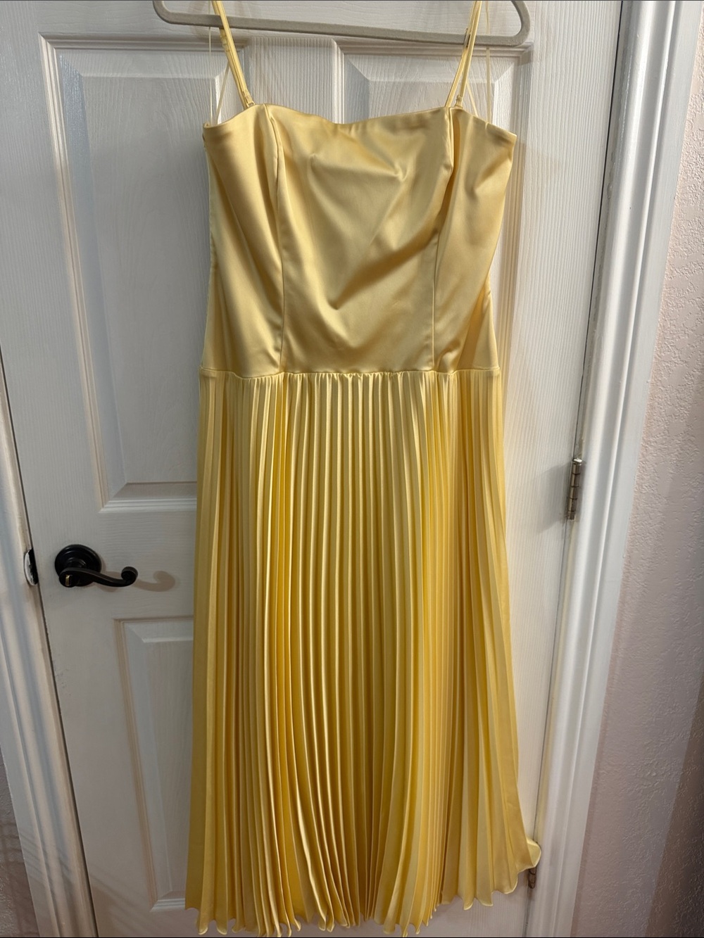 Abercrombie & Fitch Yellow Pleated Midi Slip Dress